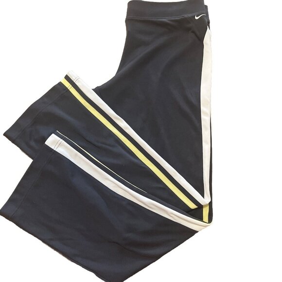 Nike Women’s Sz L Track Sweat Pants Gray W/ Yellow & White Stripes Straight Leg - Picture 1 of 11